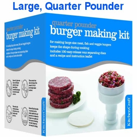 Large QUARTER POUNDER Burger Press Maker + 100 Wax Discs Recipes