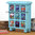 Fair Trade Blue Wooden Storage Chest 9 Ceramic Drawers, Spice, Trinket