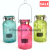 Colourful Glass Tealight Holder, Hanging Candle, Garden, Patio