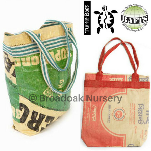 Turtle Bags Upcycled Repurposed RECYCLED CEMENT BAG Fair Trade Re-Usable Bag 