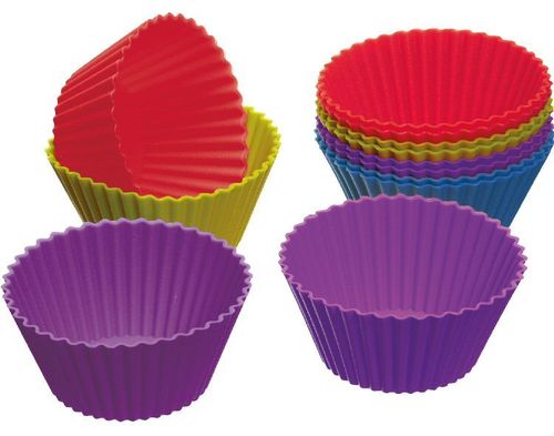 12 Bright Silicone Cupcake Cases for Fairy Cakes, Buns